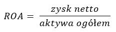 ROA = zysk netto / aktywa ogółem